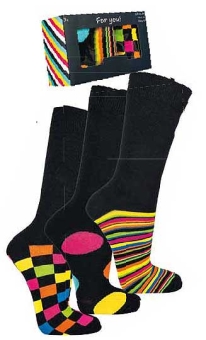 3er Pack Business-Socken in Geschenkbox 40-42 schwarz / bunt 